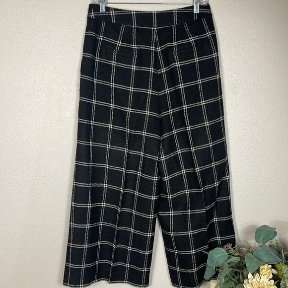 TIBI Salome Edie Plaid Culottes Virgin Wool Black & White Plaid Pants Size 4 - Picture 8 of 16